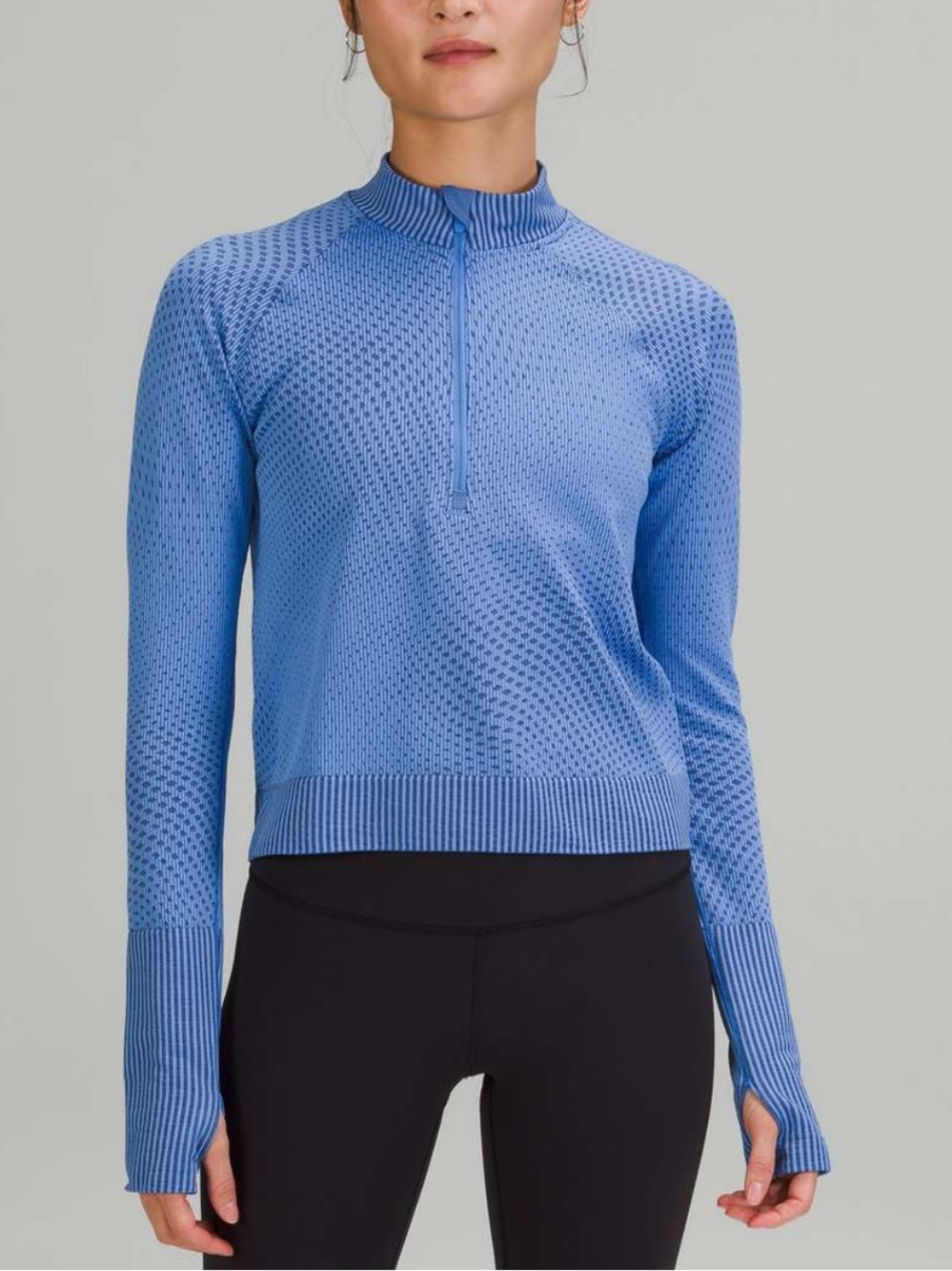 lululemon athletica Light Blue Half-Zip Knit Pullover